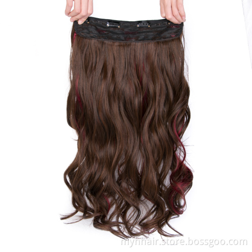 High Temperature Body Wave Hair with 4 Clips Corn Wavy Long easy wear Synthetic Hairpiece Clip In Hair Extensions